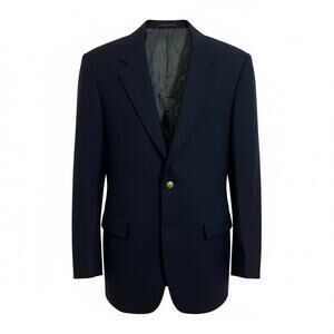 Vintage Navy Wool Blazer 42L Classic Gold Button Sport Coat USA Made